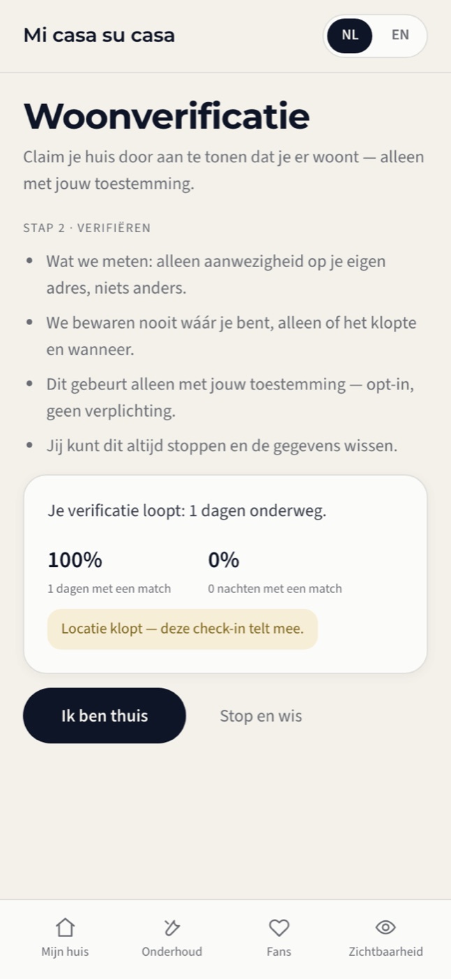 Ik ben thuis — Woonverificatie